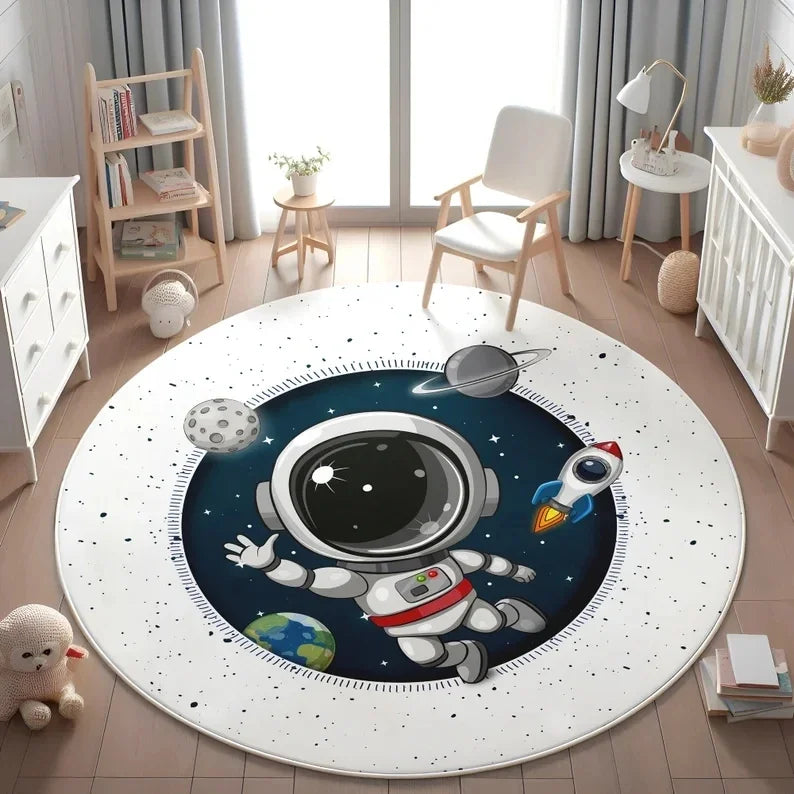 Planets Astronauts Playmat Round Rug  Living Room Decor Sofa Rug