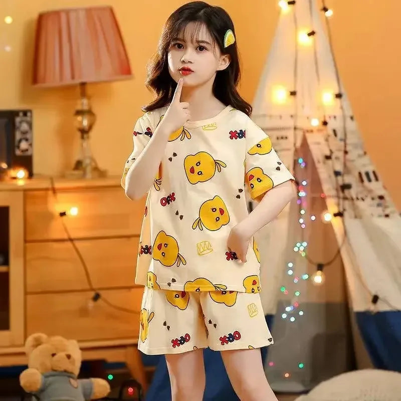 Baby Kids Cotton Cartoon Cat Pajamas Sets