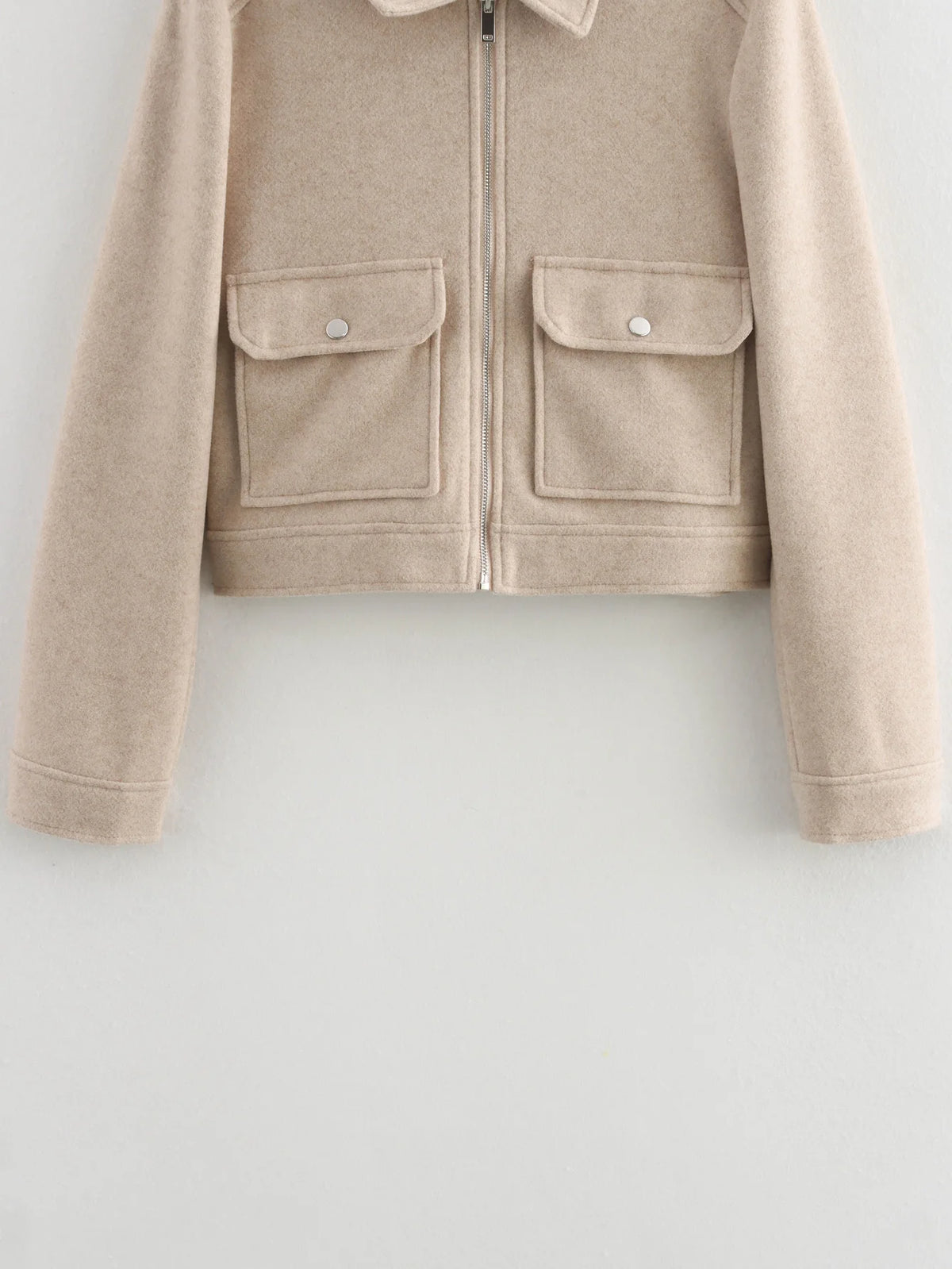 Zipper Winter Long Sleeve Pocket Outerwear Elegant Jacket Coat