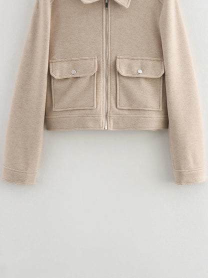 Zipper Winter Long Sleeve Pocket Outerwear Elegant Jacket Coat