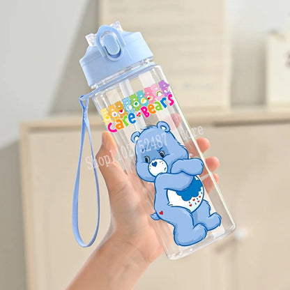 900ml Care Bears Cute Water Bottle with Straw Girls School Plastic Cup