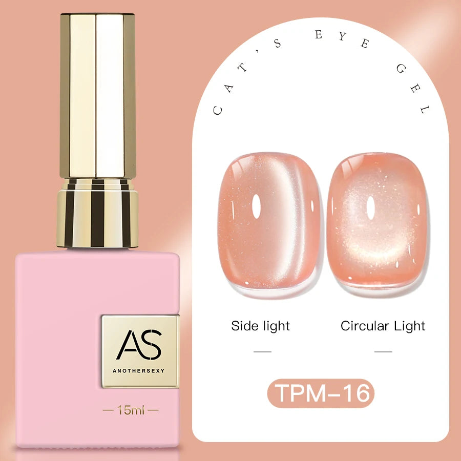 15ml Peachy Whimsy Pink Cat Eye Gel Nail Polish Glitter