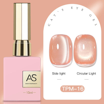 15ml Peachy Whimsy Pink Cat Eye Gel Nail Polish Glitter