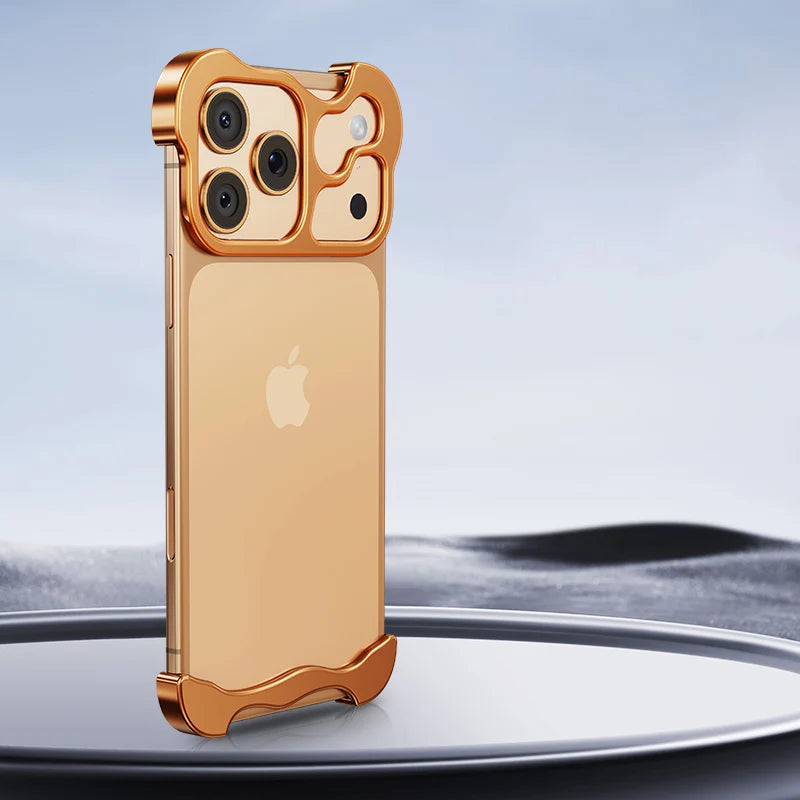 Irregular Metal Bumper Phone Case For IPhone Film Protect Bare Aluminum Shockproof Cover