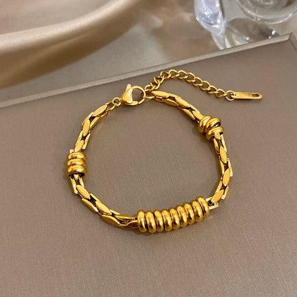 Chubby Hollow Circle Beads Geometric Chain Stainless Steel Bracelets