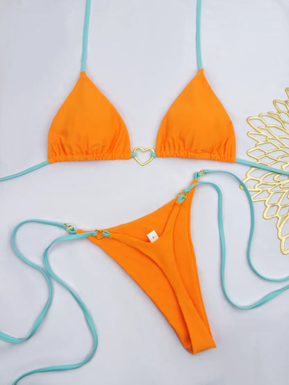 Low Waist Lace-up Swimsuit Bikini Set