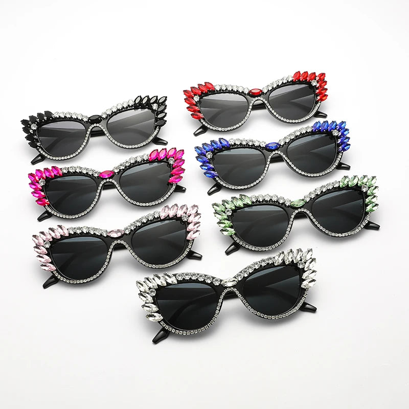 Cat Eye Colorful Big Diamond Sunglasses