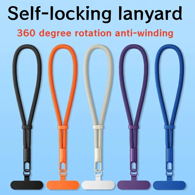 Universal Adjustable Mobile Phone Self-Locking Anti-Loss Lanyard Short Wrist Strap Durable Cell Phone Strap