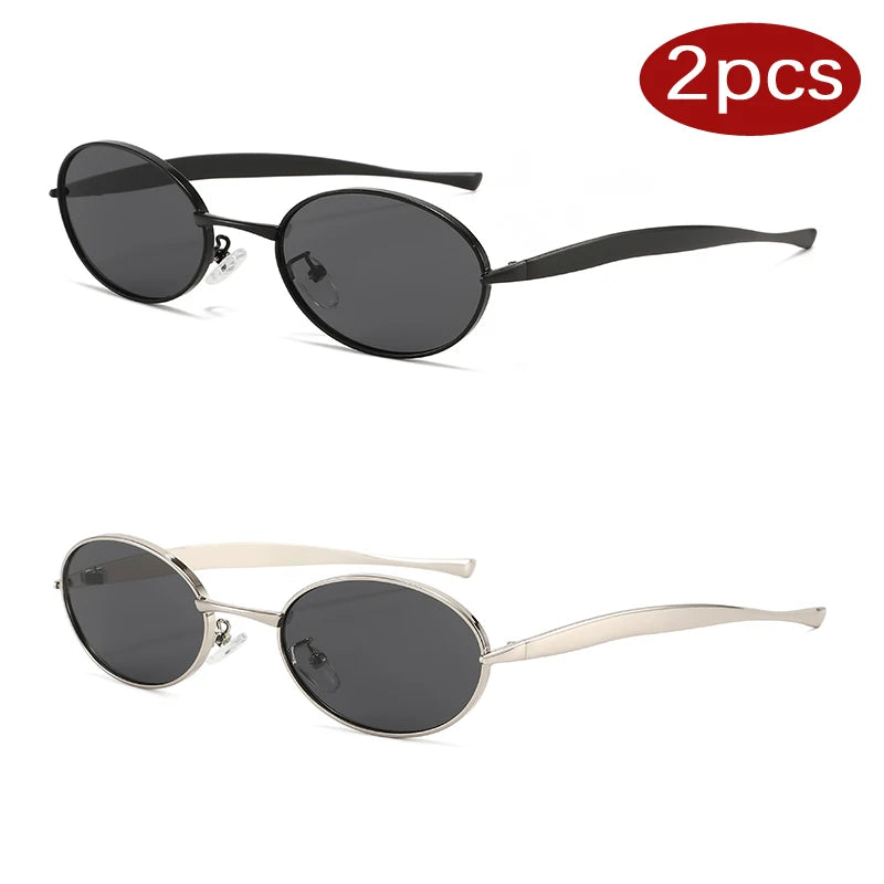 Oval Small Frame Unique Luxury Metal Sun Glasses