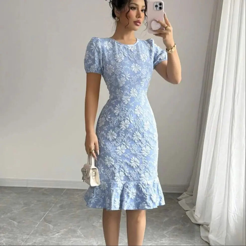 Slim fit fishtail skirt short sleeved Dress