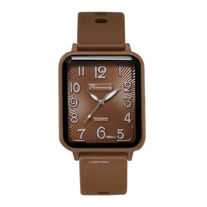 Rectangle Digital Quartz Silicone Strap Watch