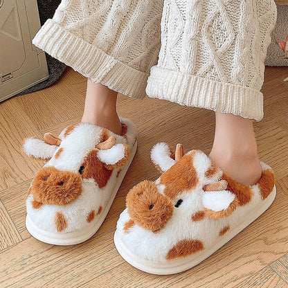 DANA Winter Warm Cartoon Cow Slippers
