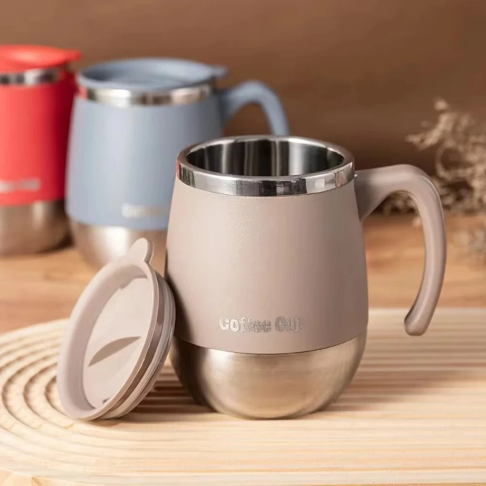 500ML Stainless Steel Coffee Cup with Lid Dual-Layer Vacuum Insulation