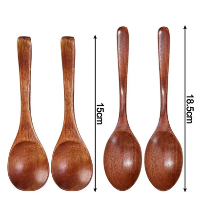 10/1Pcs Wooden Spoon Long Hand Soup Scoops Kitchen