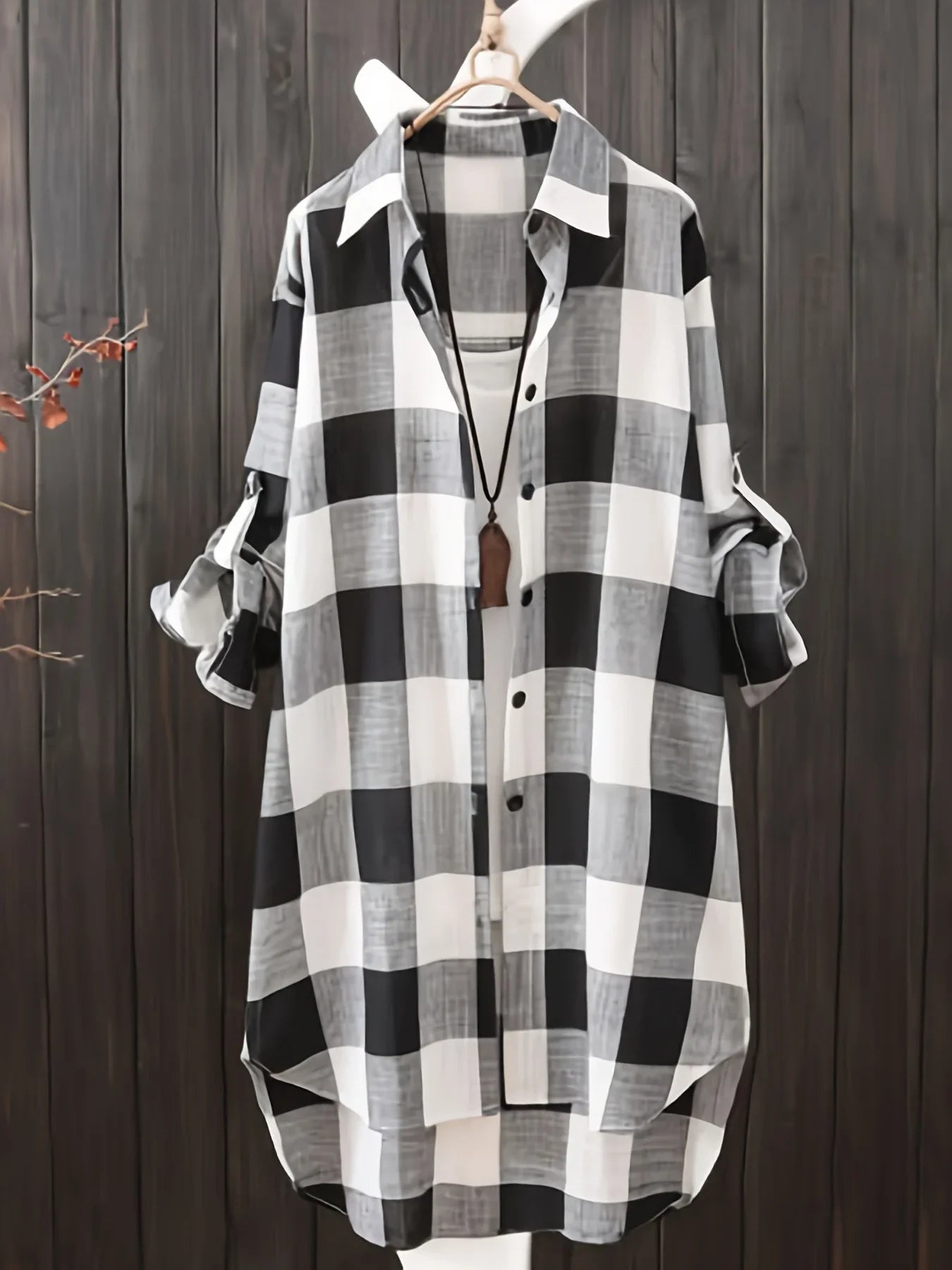 Plus Size Loose Vintage Stripe Plaid Shirt