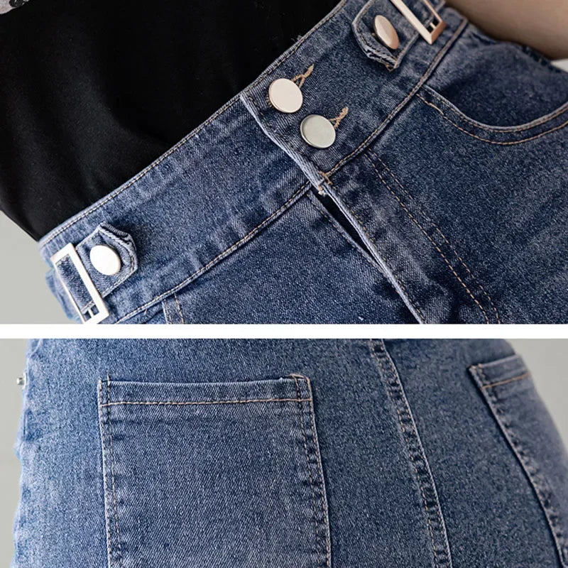 High Waist Large Size Blue Jeans Skirts