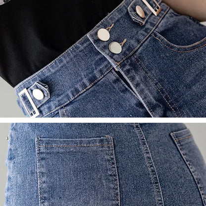 High Waist Large Size Blue Jeans Skirts