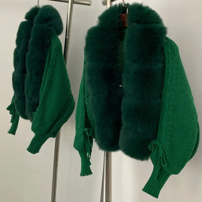 Faux Fur Coat Fake Fur Jacket Knitted Solid Sweater