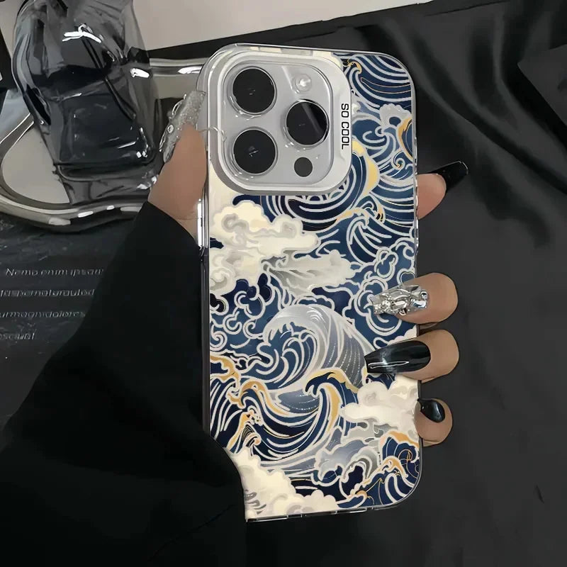 Japanese Waves Electroplate Silver IMD Case