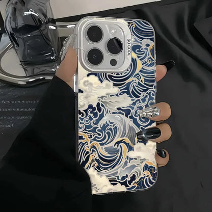 Japanese Waves Electroplate Silver IMD Case