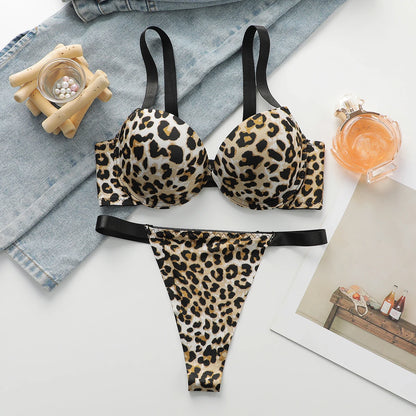 Sexy leopard print bra set lingerie