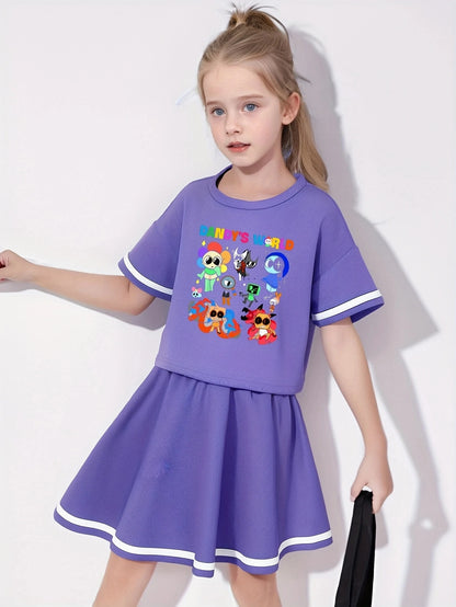 DADY'S WORLD Printed Baseball Skirt Set