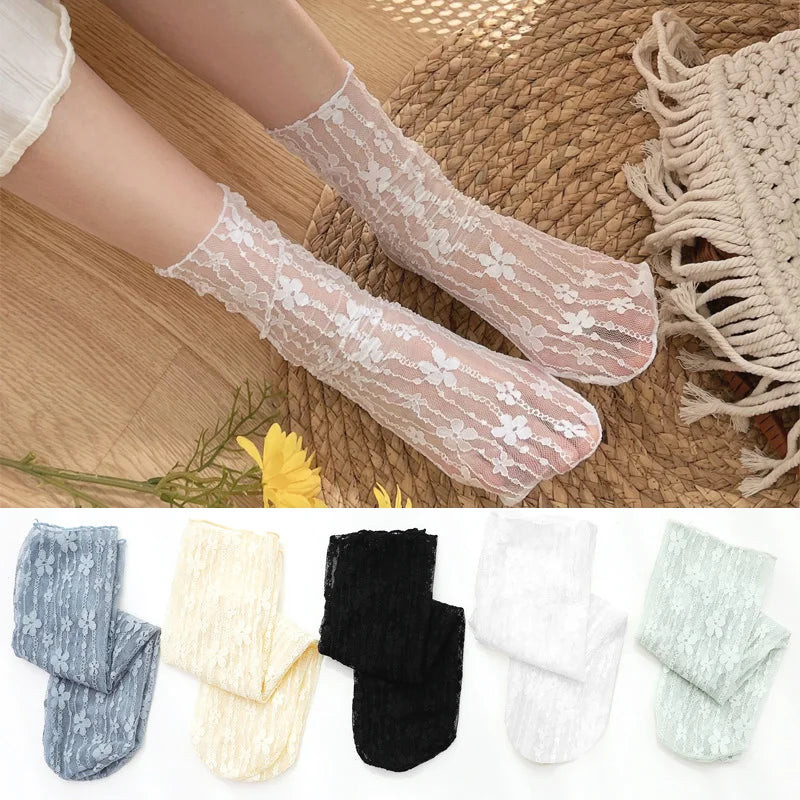 Sexy Lace Flower Ultra-thin Transparent Socks