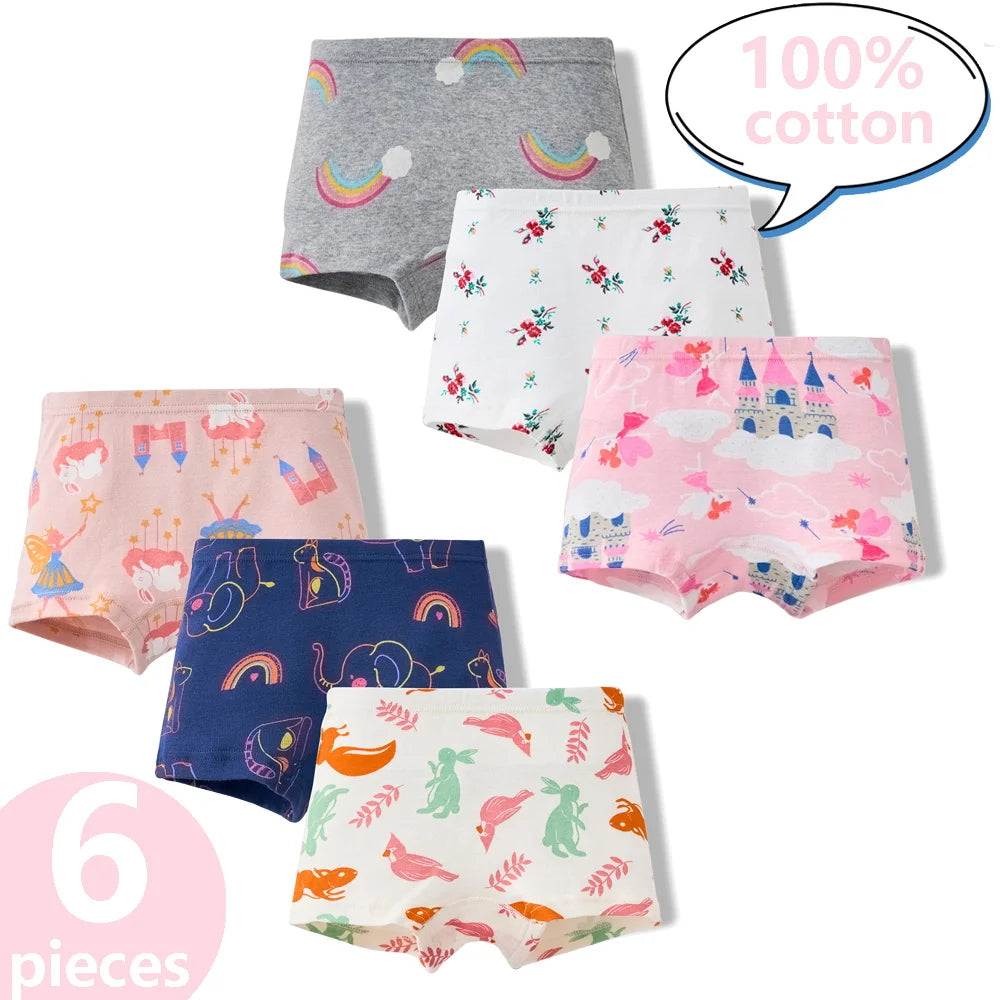 3/6 Pcs 100% Cotton Pretty Cartoon Boxer Set
