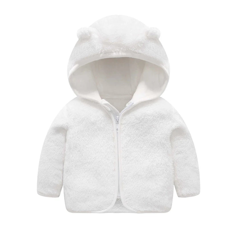 Autumn and Winter Hooded Cute Toddler 1-5 Years Flannel Jacket