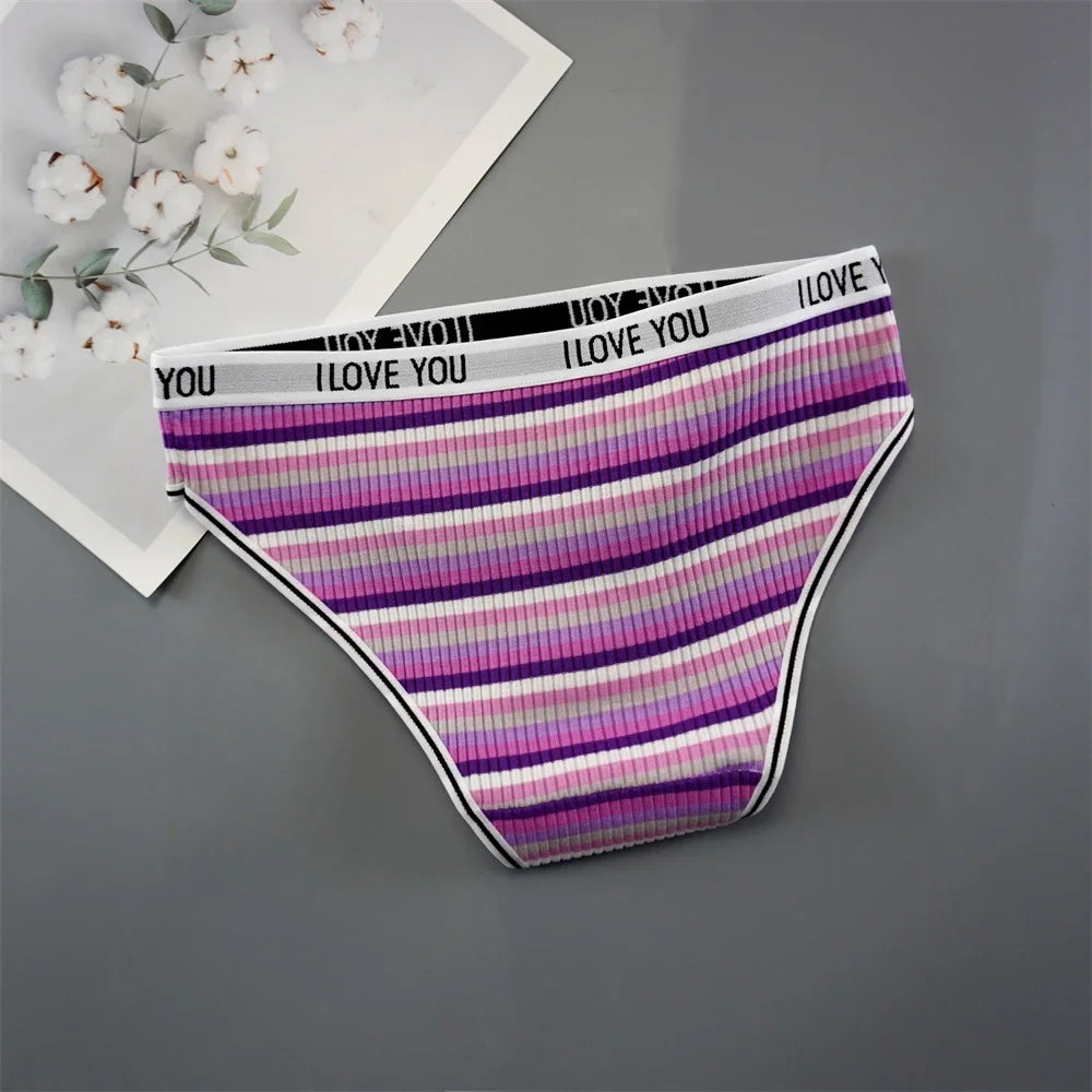3PCS/Set Letter Printed Cotton Underwear Breathable Comfort Sexy Lingerie