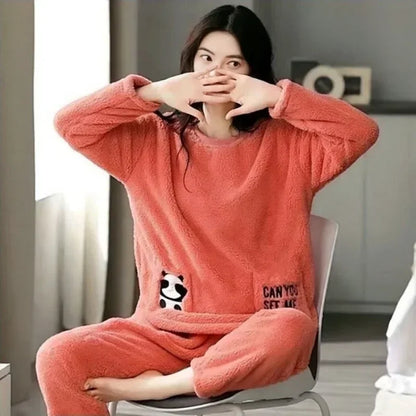 Warm Long Sleeve Cartoon Loungewear Pajama Sets
