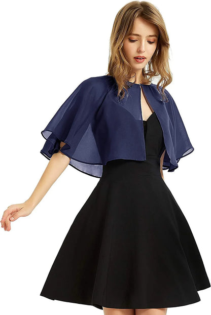 Thin White Chiffon Cape Short Sleeve Cover Up Elegant  Bolero Jacket