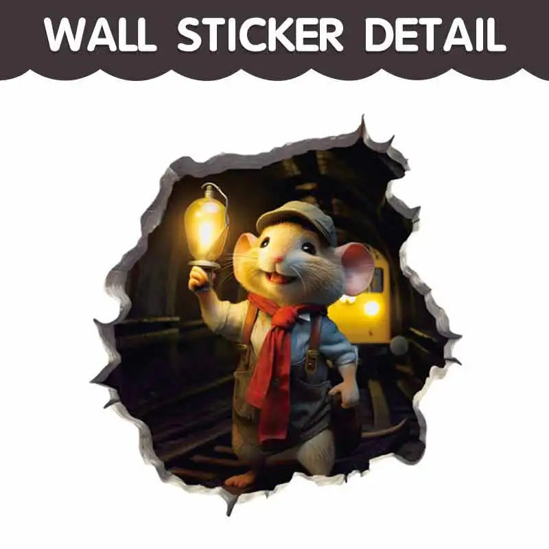 Cartoon Cute Little Mouse Hole Wall Stickers