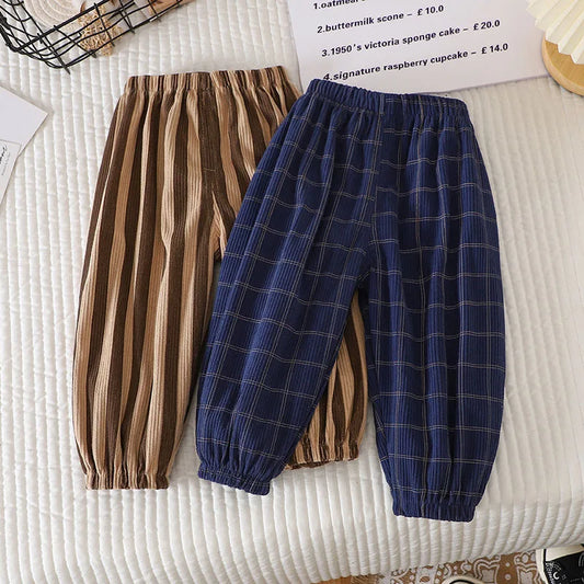 Summer Kids Casual Grid Sweat Pants