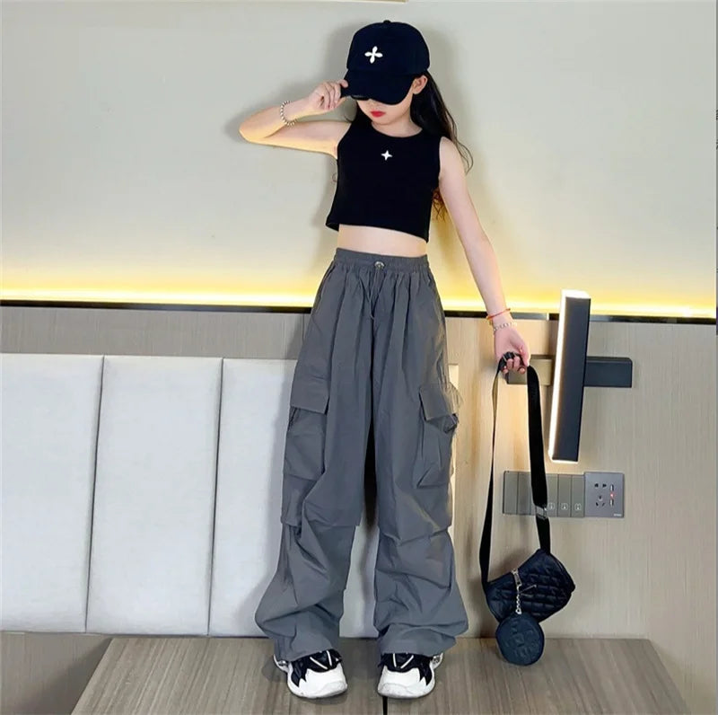 Girls Cargo Loose Workwear Lightweight Pants