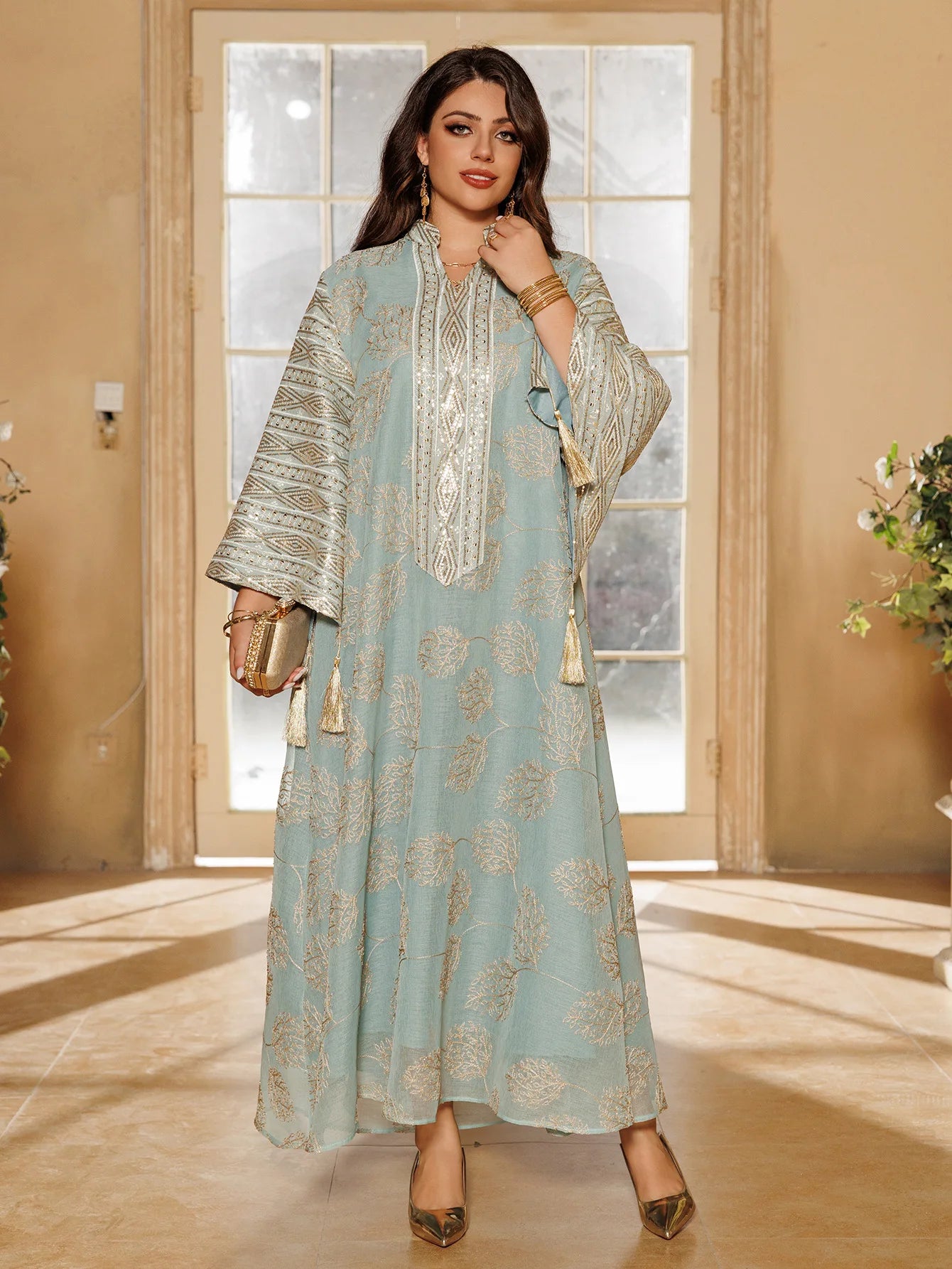 Red Islamic with Gold Detailing Ideal Abayas