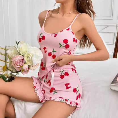 شورت مكشكش وشورت بحمالات بوهيمية بتصميم "سويت هوم" ومجموعة بيجامة