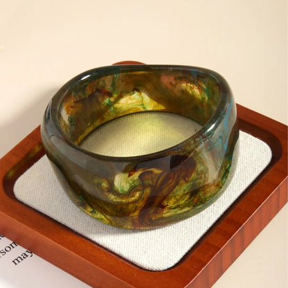 Exaggerate Geometric Acrylic Resin Bangle Wide Bracelets