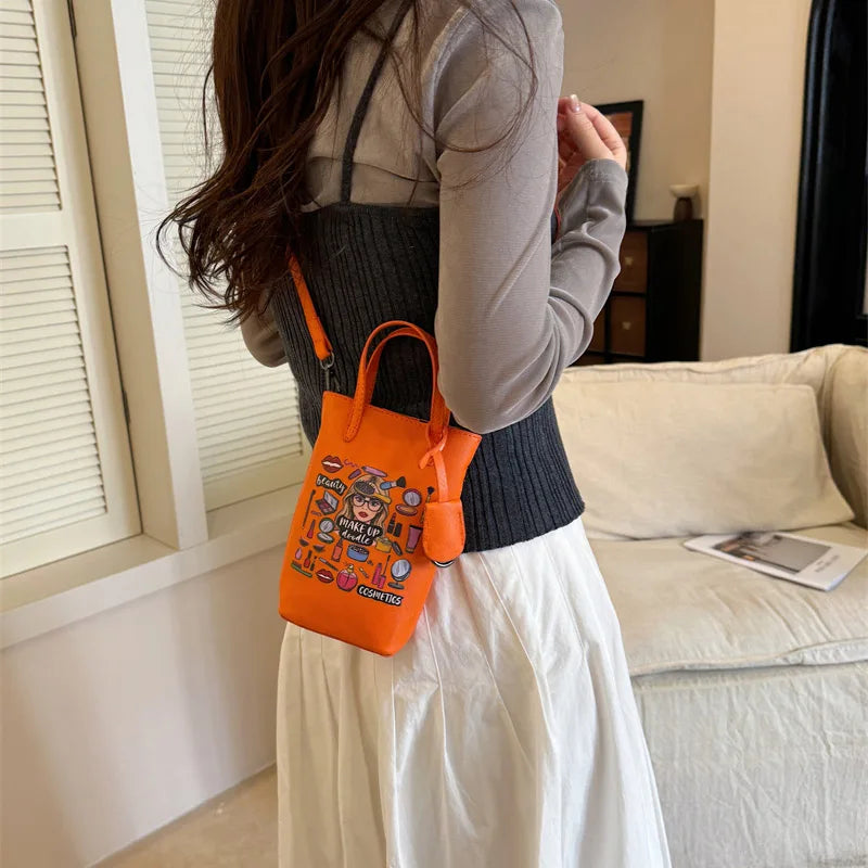 Luxury Mini Bucket Plaid PU Leather Crossbody Bag