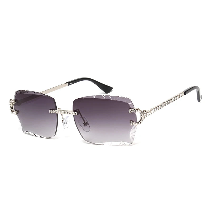 Rimless Square Vintage Diamond Sunglasses
