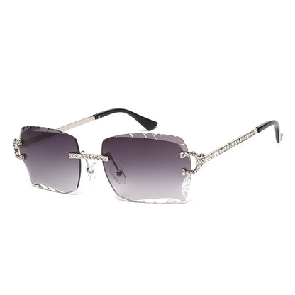 Rimless Square Vintage Diamond Sunglasses