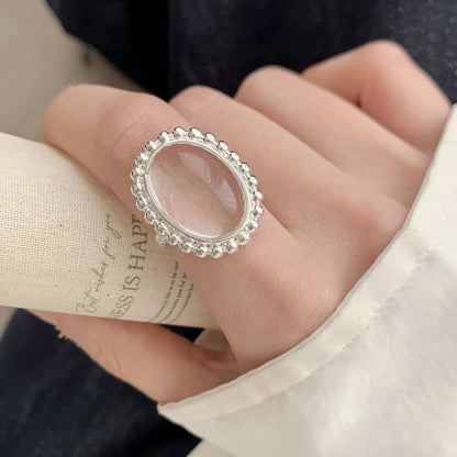 925 Sterling Silver Geometry Crystal Ring