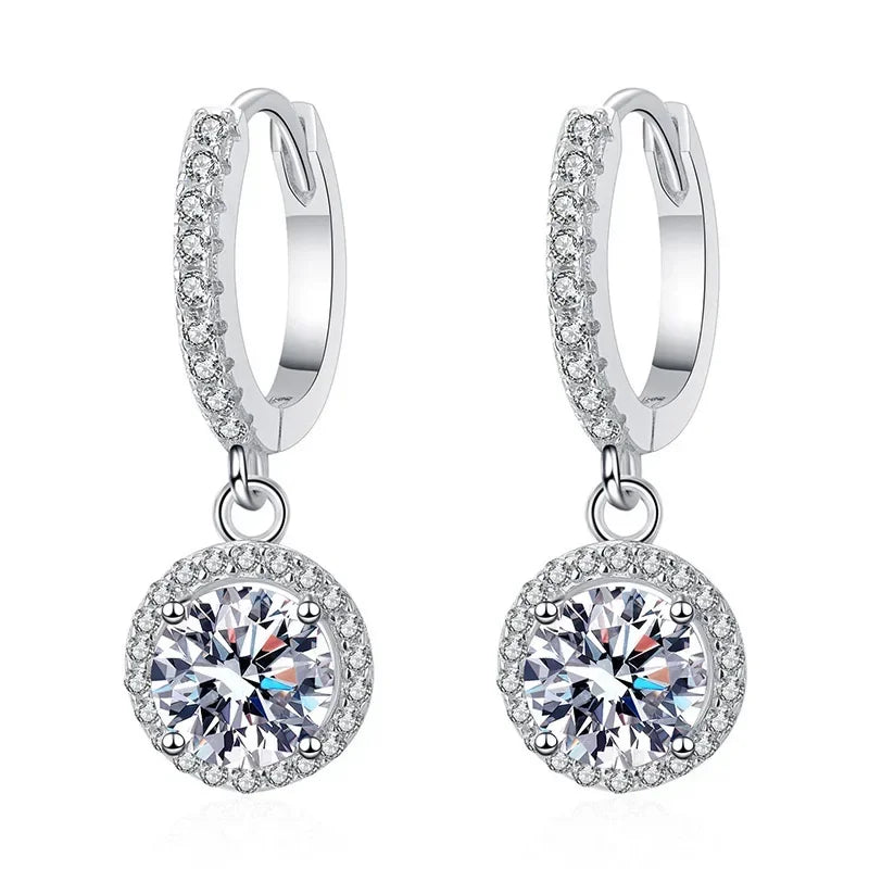 DANA 925 Sterling 1 Carat Moissanite Round Earrings