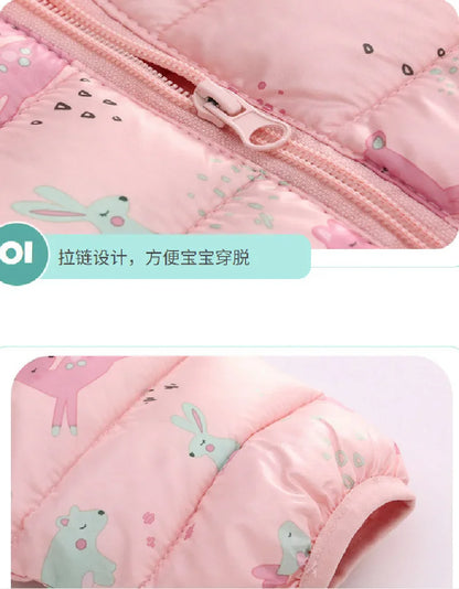 Winter Warm Down Coats Boys Girls Thin Zipper 1-6 Years Jackets