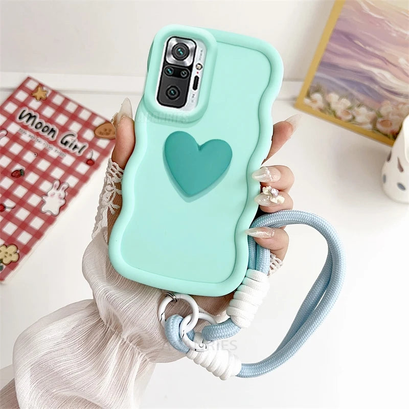 Love Heart Wavy Silicone Case On For Xiaomi Redmi Note