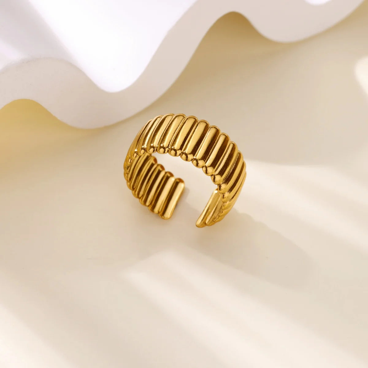 Gold Color Stainless Steel Delicate Flower Rings