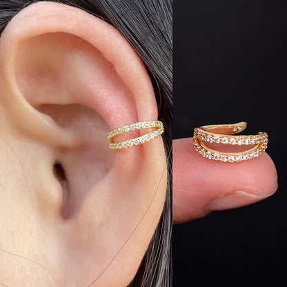 Geometry Crystal CZ  Leaf Clip Earring
