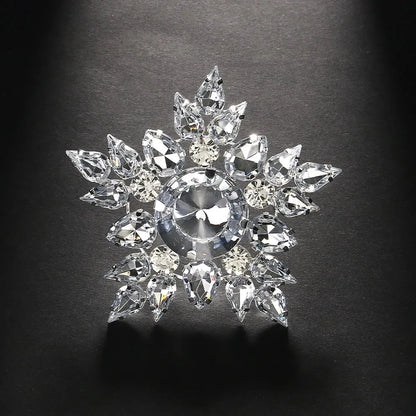Stonefans Snowflake Exaggerate Finger Round Rhinestone Open Ring