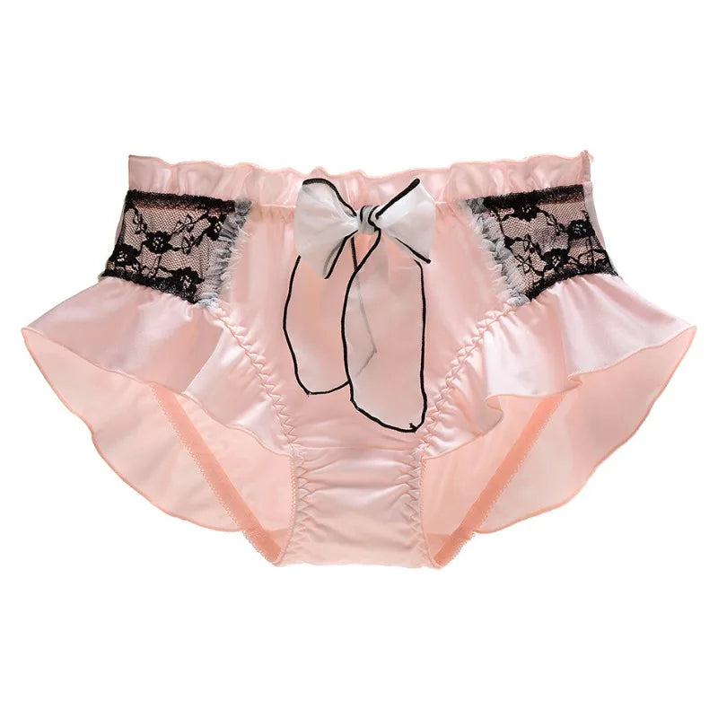 Milk Silk Smooth Cute Lovely Lace Lolita Ruffle Ribbon Bow Elasticity Underwear