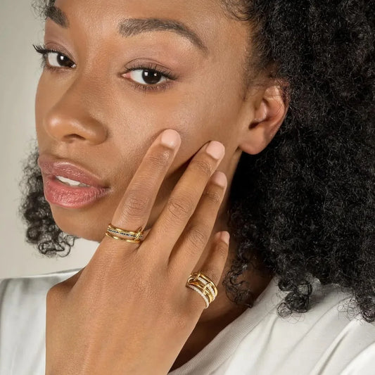 خاتم مجوهرات نحاسي رباعي الحلقات فريد من نوعه